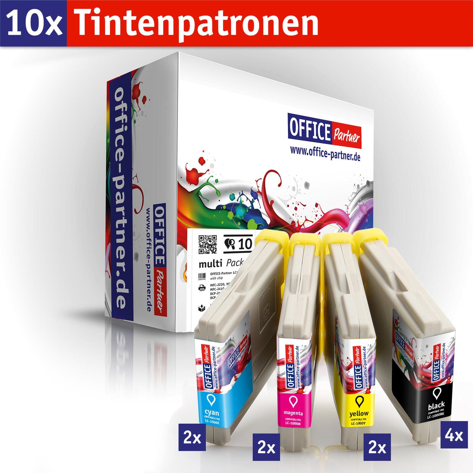 OFFICE-Partner Premium Tinte alternativ zu Brother LC970 / LC1000 - 10er Set OFFICE-Partner Premium Tinte alternativ zu Brother LC970 / LC1000 - 10er Set